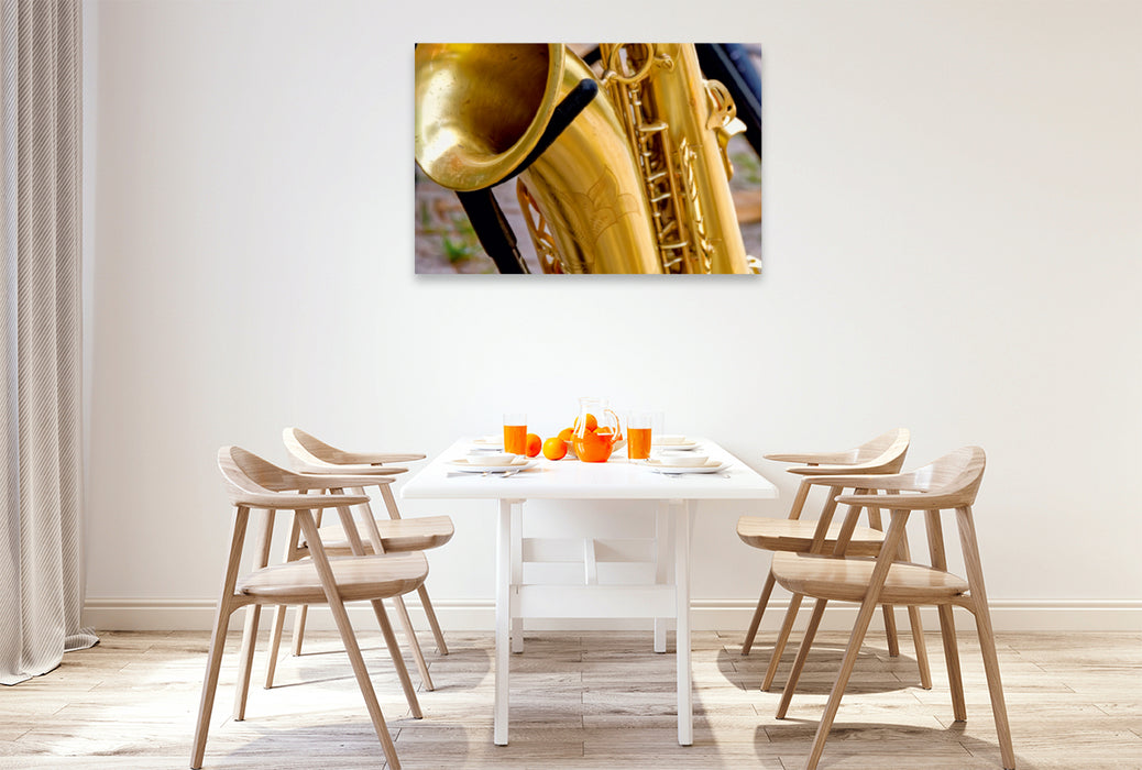 Toile textile premium Toile textile premium 120 cm x 80 cm paysage Saxophone - beau et sexy 