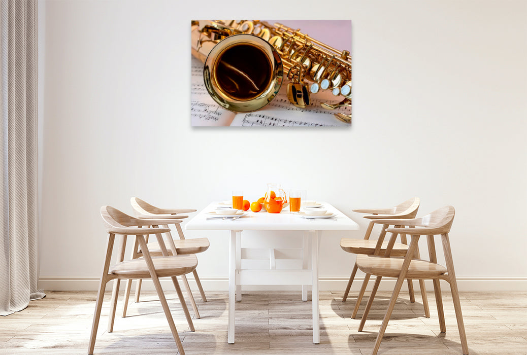 Toile textile premium Toile textile premium 120 cm x 80 cm paysage Saxophone - beau et sexy 