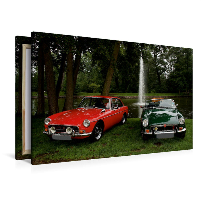 Toile textile premium Toile textile premium 120 cm x 80 cm paysage voiture vintage "topless" 