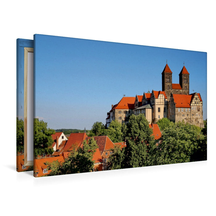 Premium Textil-Leinwand Premium Textil-Leinwand 120 cm x 80 cm quer Ein Motiv aus dem Kalender Quedlinburg - romantische Fachwerkhäuser