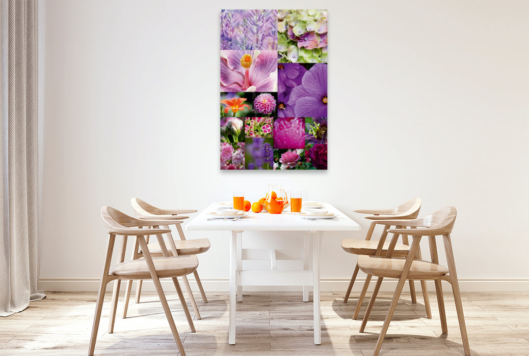 Toile textile premium Toile textile premium 80 cm x 120 cm de haut Rêves de fleurs violettes 
