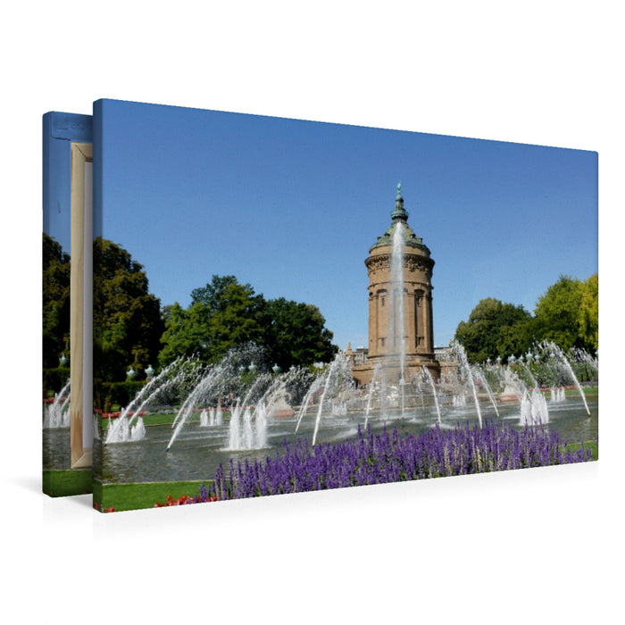 Premium Textil-Leinwand Premium Textil-Leinwand 90 cm x 60 cm quer Wasserturm, Mannheim/Deutschland