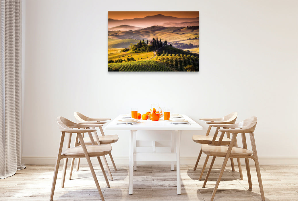 Premium textile canvas Premium textile canvas 120 cm x 80 cm landscape wine-growing region and landscape in Tuscany 