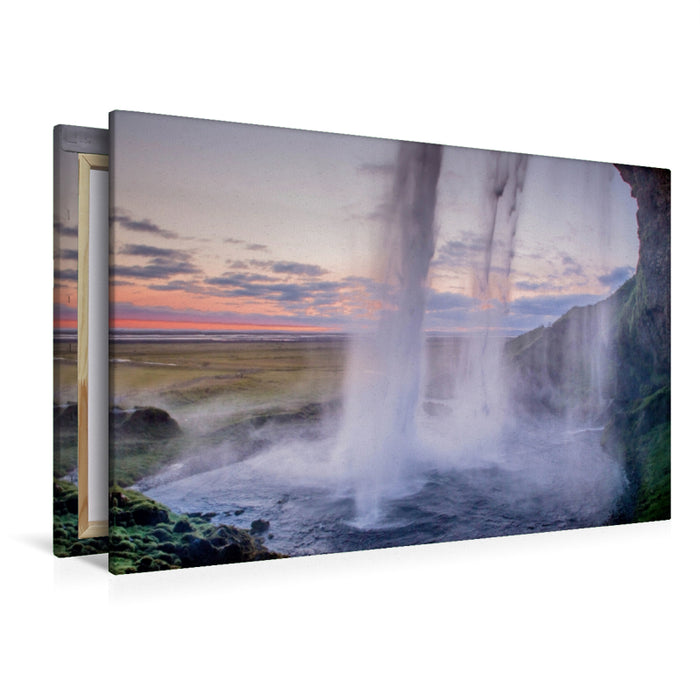 Premium Textil-Leinwand Premium Textil-Leinwand 120 cm x 80 cm quer Wasserfall Seljalandsfoss