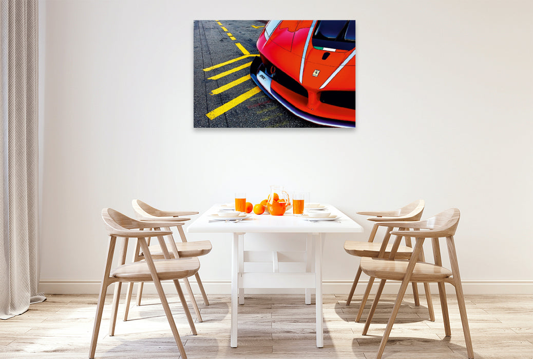 Toile textile premium Toile textile premium 120 cm x 80 cm paysage Ferrari Fxx sur le circuit 