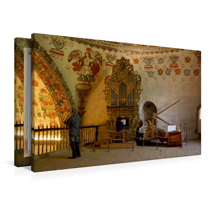 Premium Textil-Leinwand Premium Textil-Leinwand 90 cm x 60 cm quer Orgelspiel in einer Kirche bei Tule