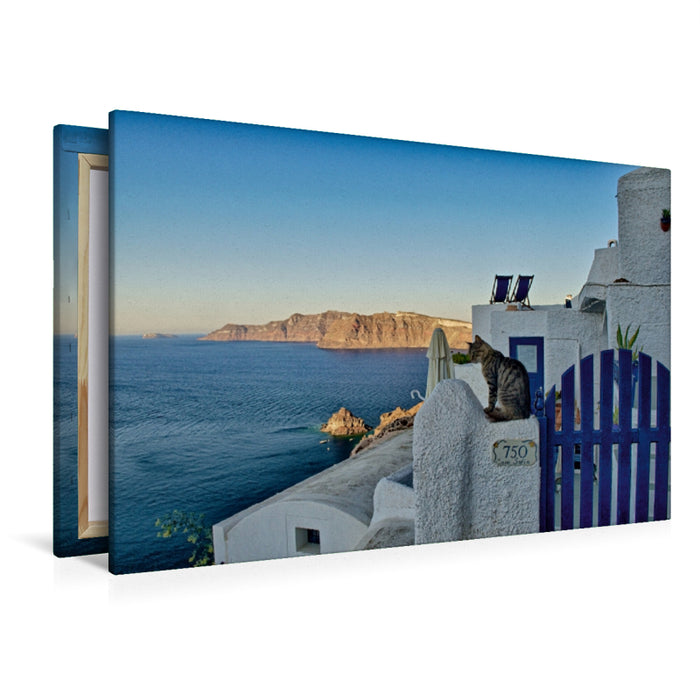 Premium Textil-Leinwand Premium Textil-Leinwand 120 cm x 80 cm quer Idyllische Szene auf der Insel Santorin