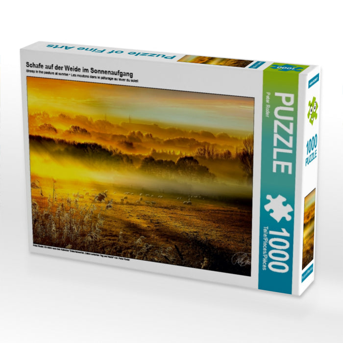 Schafe auf der Weide im Sonnenaufgang - CALVENDO Foto-Puzzle - calvendoverlag 29.99