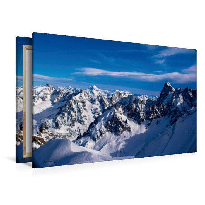 Premium Textil-Leinwand Premium Textil-Leinwand 120 cm x 80 cm quer Blick vom Aiguille du Midi