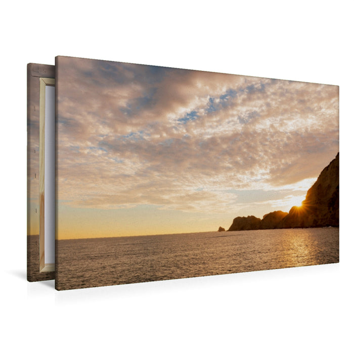 Toile textile haut de gamme Toile textile haut de gamme 120 cm x 80 cm paysage Magnifique lever de soleil sur la mer East Cape Nouvelle-Zélande 