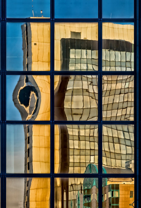Toile textile haut de gamme Toile textile haut de gamme 80 cm x 120 cm de haut Un motif du calendrier de l'architecture de Francfort - des images miroir de la ville de bureaux de Niederrad 