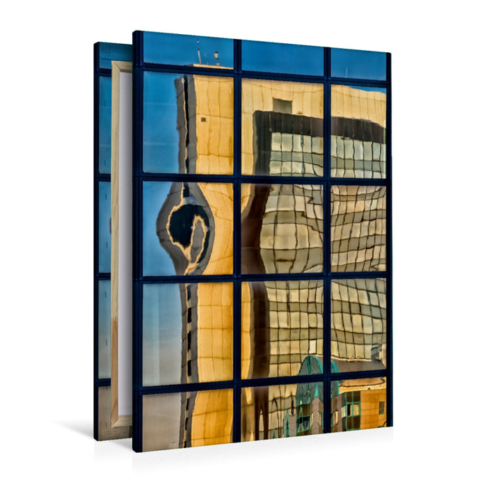 Toile textile haut de gamme Toile textile haut de gamme 80 cm x 120 cm de haut Un motif du calendrier de l'architecture de Francfort - des images miroir de la ville de bureaux de Niederrad 