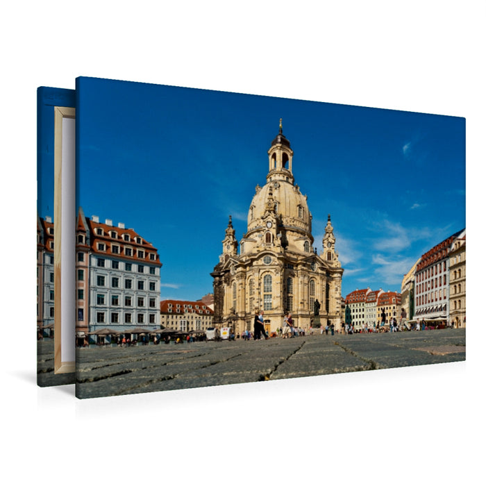 Premium Textil-Leinwand Premium Textil-Leinwand 120 cm x 80 cm quer Frauenkirche am Neumarkt