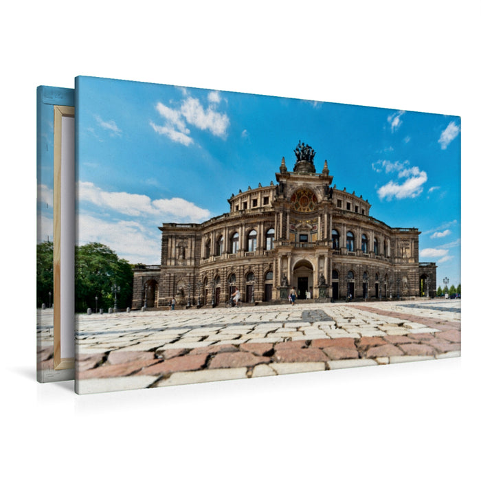 Premium Textil-Leinwand Premium Textil-Leinwand 120 cm x 80 cm quer Semperoper Dresden