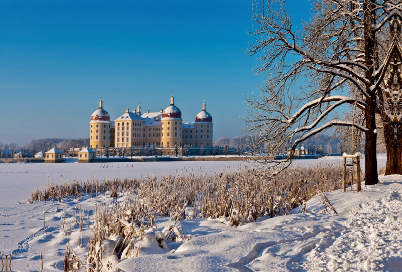 Toile textile haut de gamme Toile textile haut de gamme 120 cm x 80 cm paysage Château de Moritzburg en hiver, Saxe 