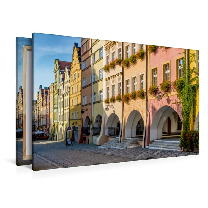 Toile textile premium Toile textile premium 120 cm x 80 cm paysage Maisons de ville HIRSCHBERG avec arcades 