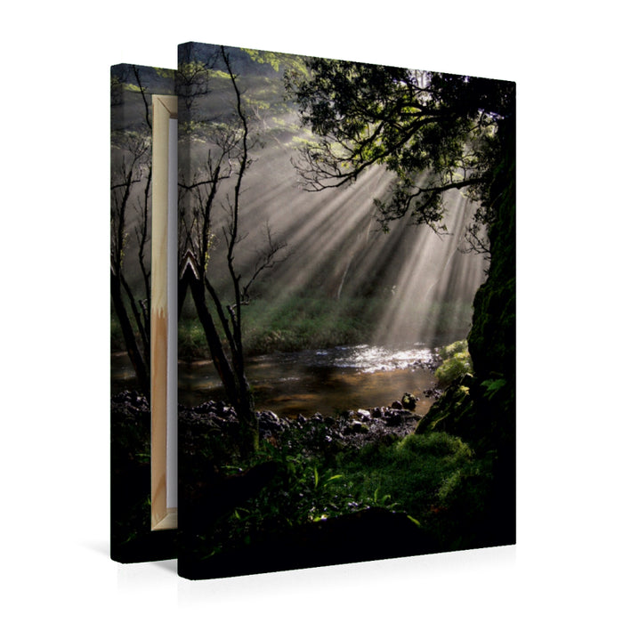 Premium Textil-Leinwand Premium Textil-Leinwand 50 cm x 75 cm hoch Sonnenaufgang Wailua Falls - Kauai