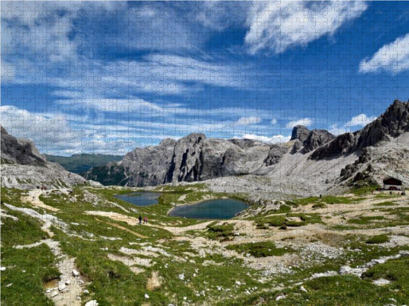 Blick von der Dreizinnenhütte auf Lago dei Piani (Die Bödenseen) - CALVENDO Foto-Puzzle - calvendoverlag 29.99