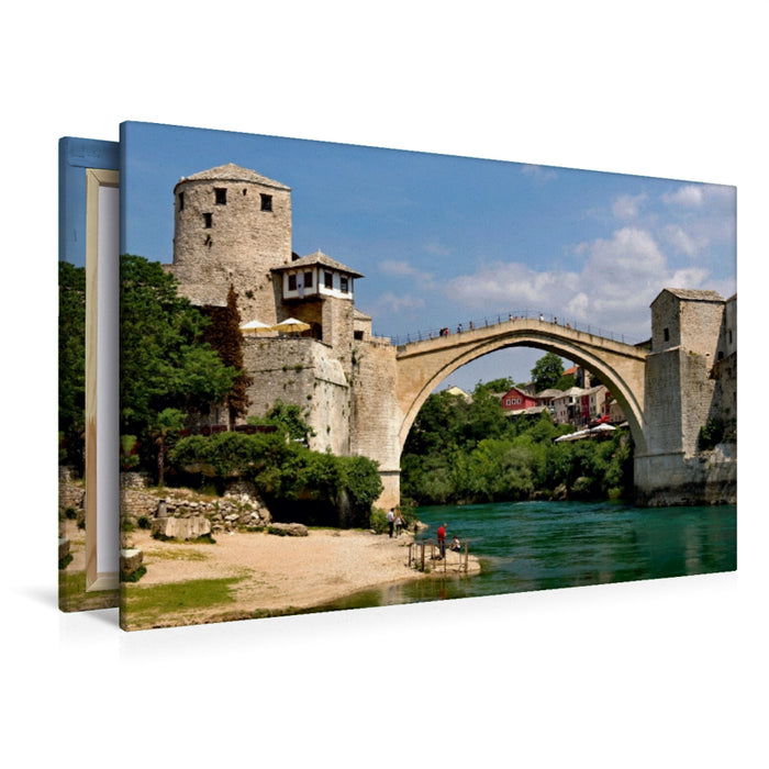 Premium Textil-Leinwand Premium Textil-Leinwand 120 cm x 80 cm quer Stari most, die historische Brücke von Mostar, Herzegowina