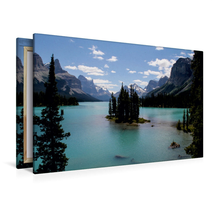 Premium Textil-Leinwand Premium Textil-Leinwand 120 cm x 80 cm quer Spirit Island im Maligne Lake, Jasper N.P.