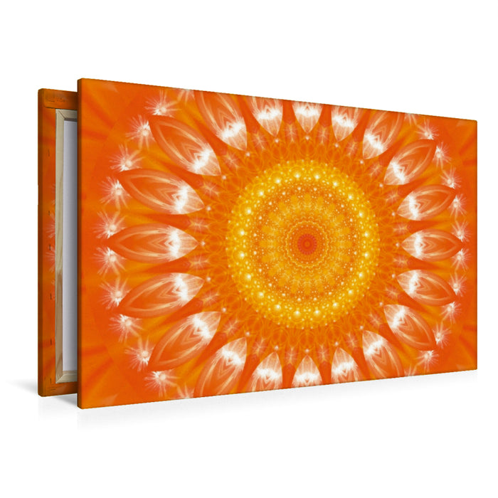 Toile textile haut de gamme Toile textile haut de gamme 120 cm x 80 cm de large Un motif du calendrier énergétique - mandalas en orange 