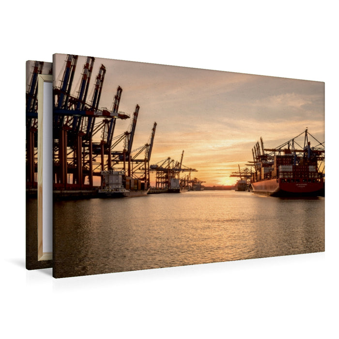 Premium Textil-Leinwand Premium Textil-Leinwand 120 cm x 80 cm quer Container-Terminal Burchardkai/Eurogate