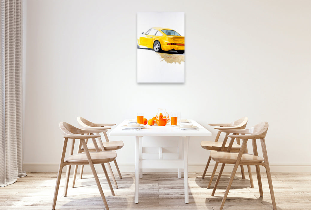 Toile textile haut de gamme Toile textile haut de gamme 60 cm x 90 cm de hauteur Porsche 911 Turbo S 964, 1992 