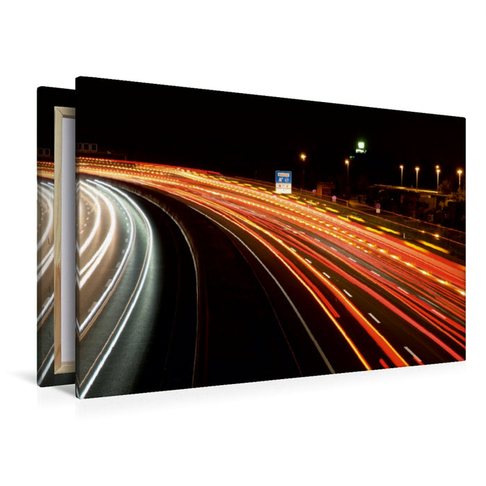 Premium Textil-Leinwand Premium Textil-Leinwand 120 cm x 80 cm quer Autobahn in der Nacht