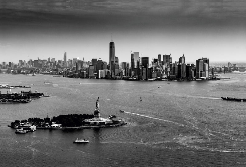 Toile textile premium Toile textile premium 120 cm x 80 cm paysage Manhattan depuis l'hélicoptère 