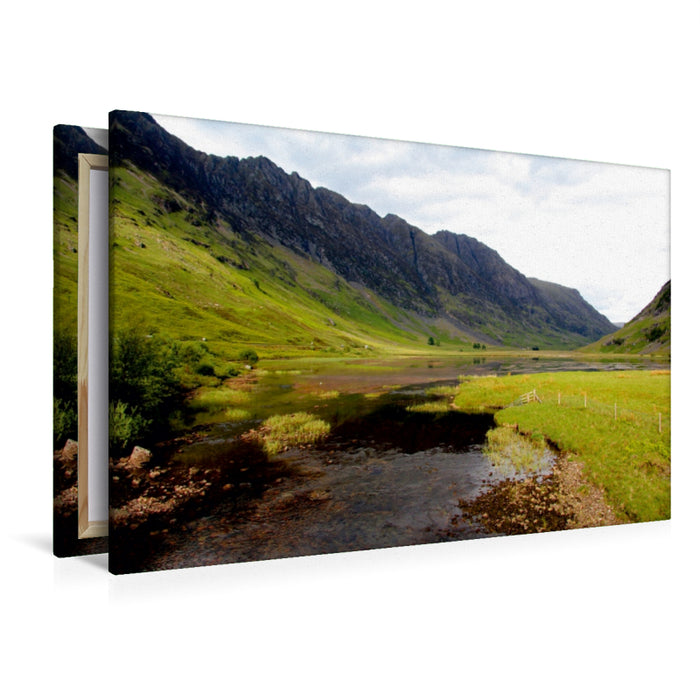 Toile textile haut de gamme Toile textile haut de gamme 120 cm x 80 cm paysage Aonach Eagach - Loch Achtriochtan 