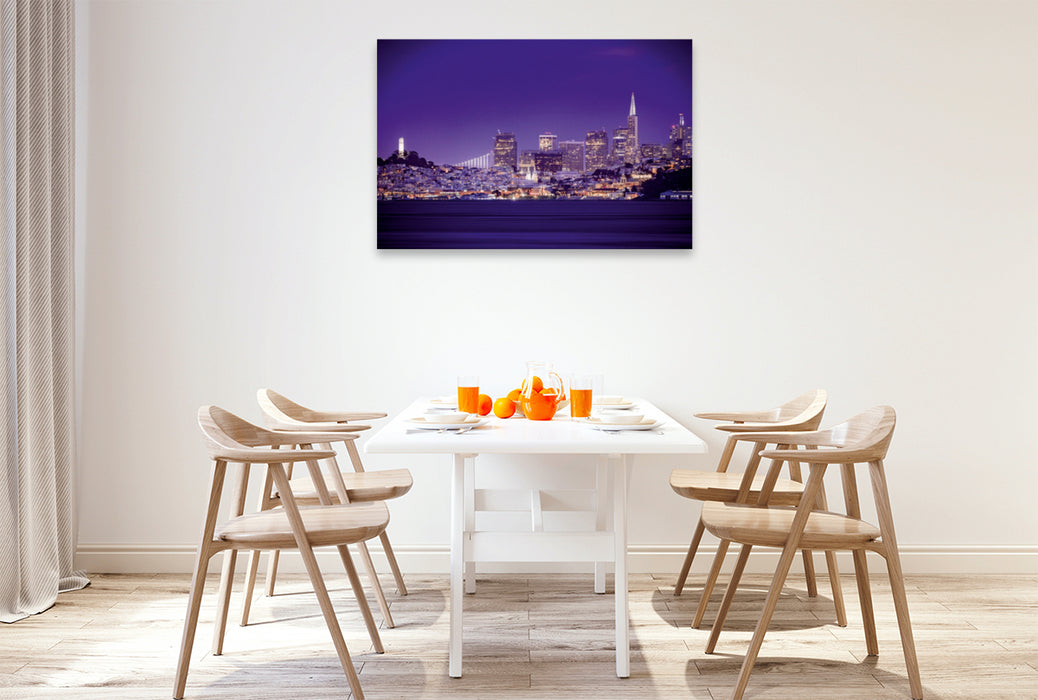 Premium Textil-Leinwand Premium Textil-Leinwand 120 cm x 80 cm quer Die Skyline von San Francisco