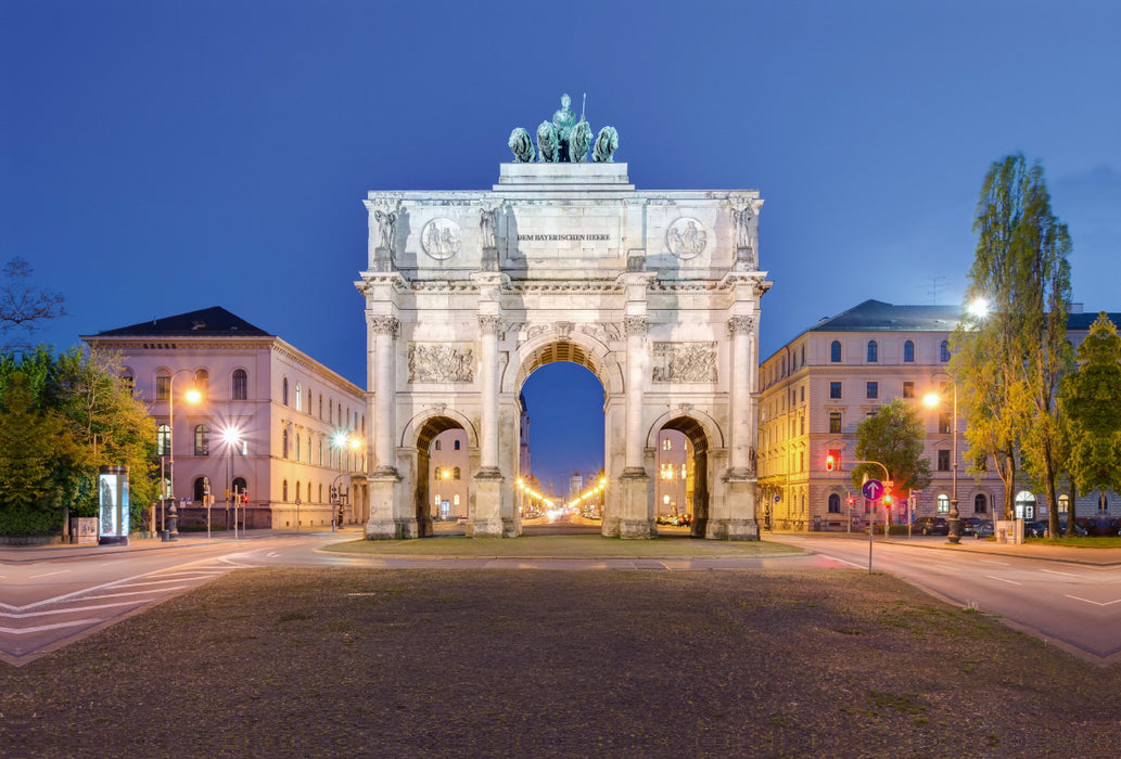 Premium textile canvas Premium textile canvas 120 cm x 80 cm landscape Siegestor in Munich 