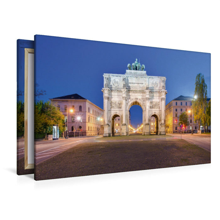 Premium textile canvas Premium textile canvas 120 cm x 80 cm landscape Siegestor in Munich 