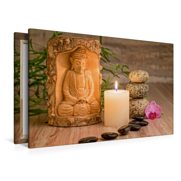 Premium Textil-Leinwand Premium Textil-Leinwand 120 cm x 80 cm quer Reise zu Buddha