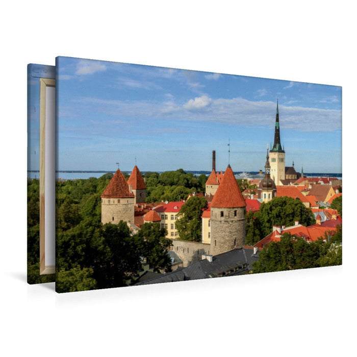 Toile textile haut de gamme Toile textile haut de gamme 120 cm x 80 cm paysage Estonie - vue sur Tallinn 