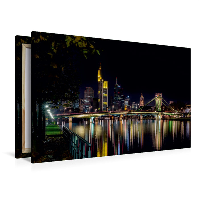 Premium Textil-Leinwand Premium Textil-Leinwand 120 cm x 80 cm quer Die Frankfurter Skyline bei Nacht