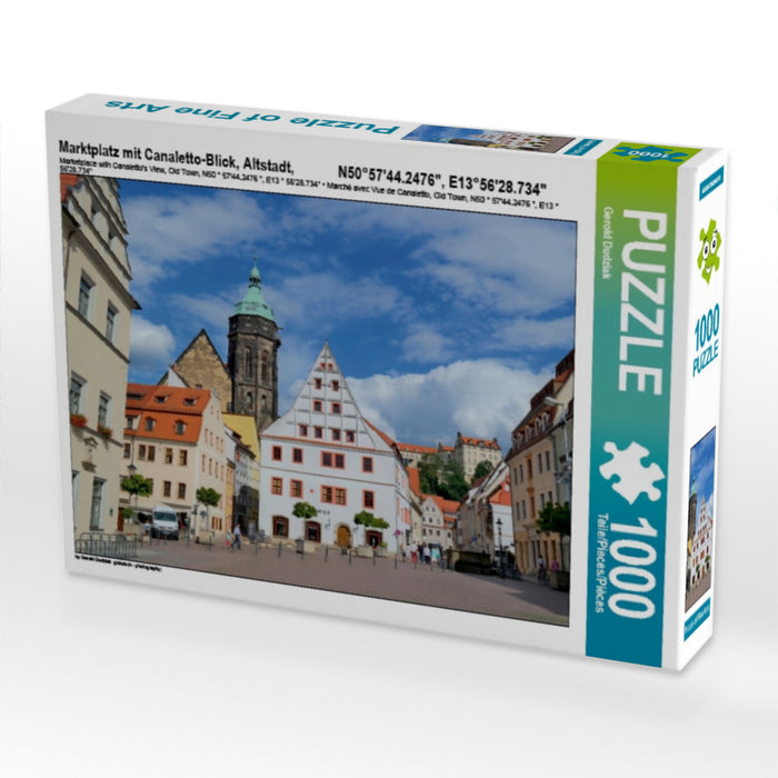 Marktplatz mit Canaletto-Blick, Altstadt,            N50°57'44.2476", E13°56'28.734" - CALVENDO Foto-Puzzle - calvendoverlag 29.99