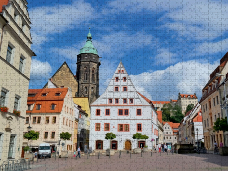 Marktplatz mit Canaletto-Blick, Altstadt,            N50°57'44.2476", E13°56'28.734" - CALVENDO Foto-Puzzle - calvendoverlag 29.99