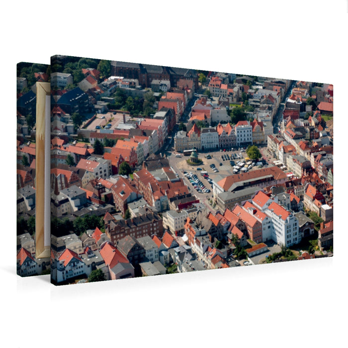 Premium Textil-Leinwand Premium Textil-Leinwand 75 cm x 50 cm quer Wismar - Markplatz