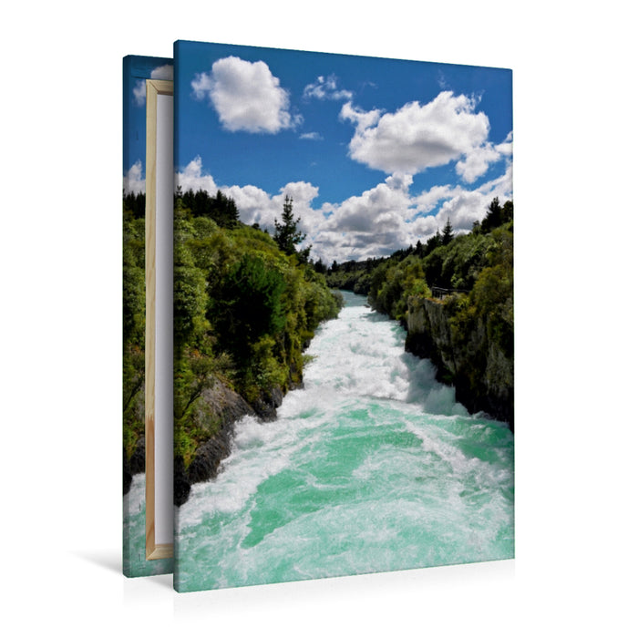 Premium Textil-Leinwand Premium Textil-Leinwand 80 cm x 120 cm  hoch Der Huka Fluss  Wasserfall in Neuseeland  Wasserkraft der Natur