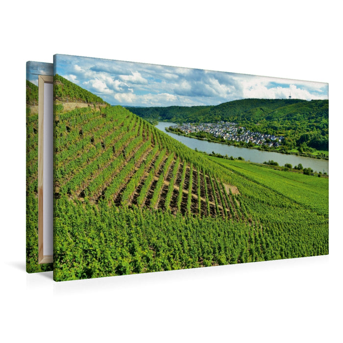 Premium Textil-Leinwand Premium Textil-Leinwand 120 cm x 80 cm quer Weinberg in Winningen an der Mosel