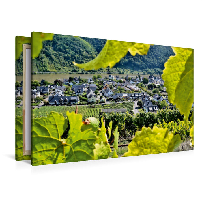Toile textile haut de gamme Toile textile haut de gamme 120 cm x 80 cm paysage La ville viticole de Winningen sur la Moselle 