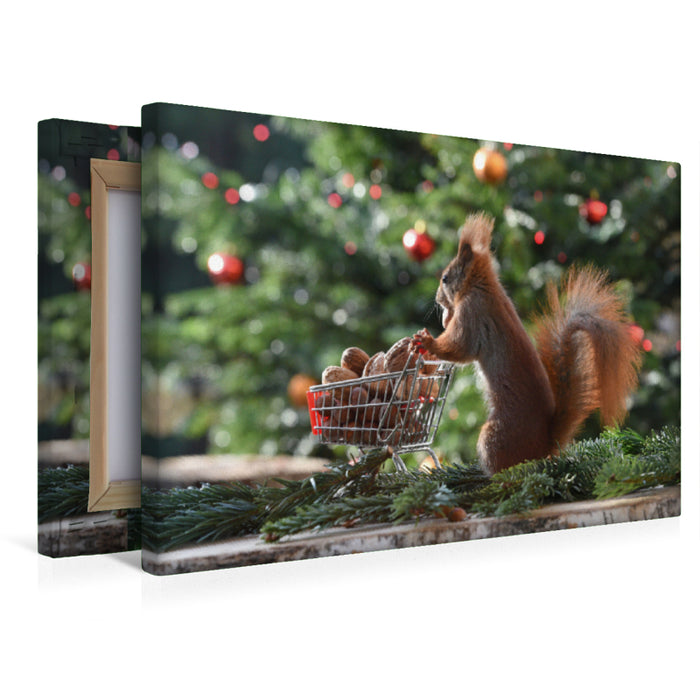 Premium textile canvas Premium textile canvas 45 cm x 30 cm landscape Squirrel Shopping 