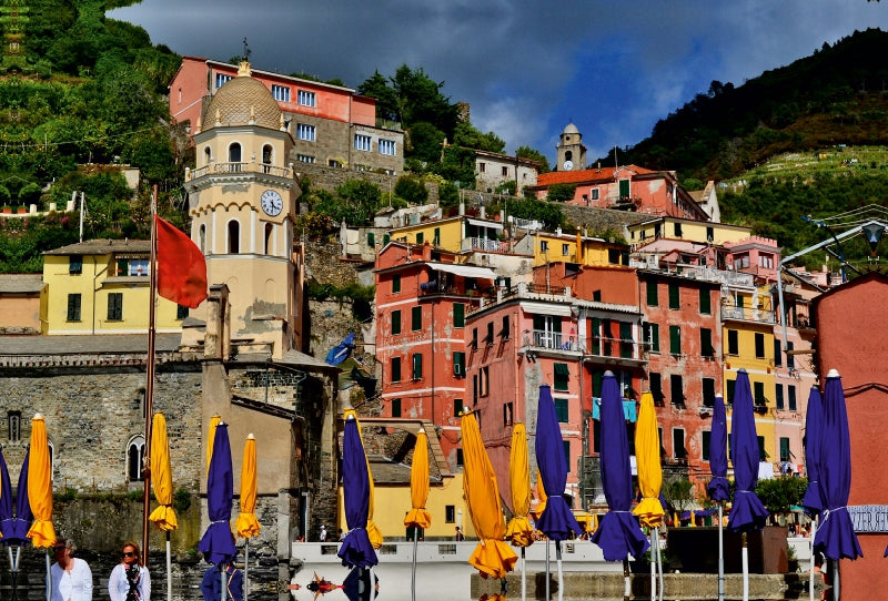 Toile textile premium Toile textile premium 120 cm x 80 cm paysage Les Cinque Terre, Vernazza Colorée