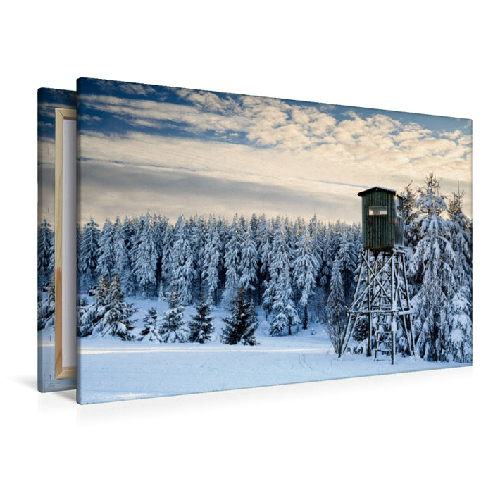 Premium Textil-Leinwand Premium Textil-Leinwand 120 cm x 80 cm quer Winterliches Erzgebirge  Holzhau