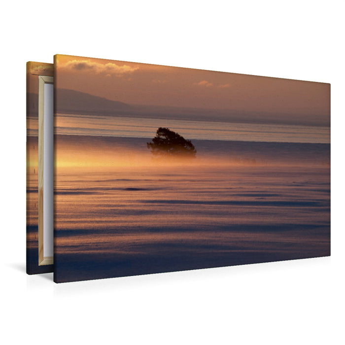 Premium Textil-Leinwand Premium Textil-Leinwand 120 cm x 80 cm quer Sonnenaufgang am Vätternsee, Schweden