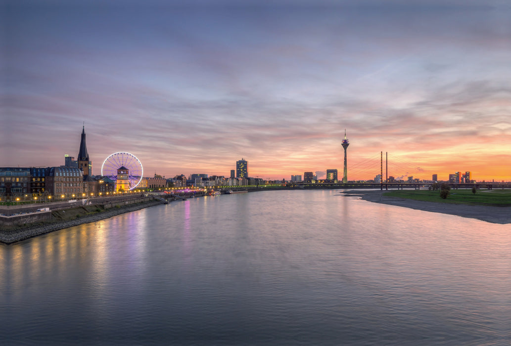 Premium textile canvas Premium textile canvas 120 cm x 80 cm landscape Düsseldorf skyline 