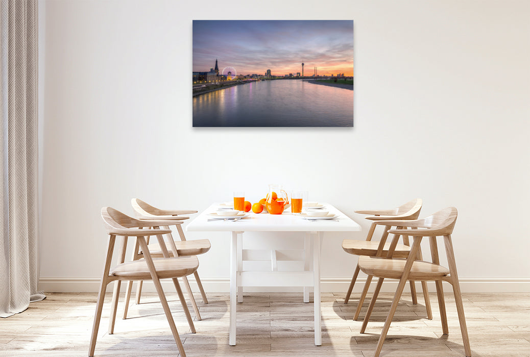 Premium textile canvas Premium textile canvas 120 cm x 80 cm landscape Düsseldorf skyline 