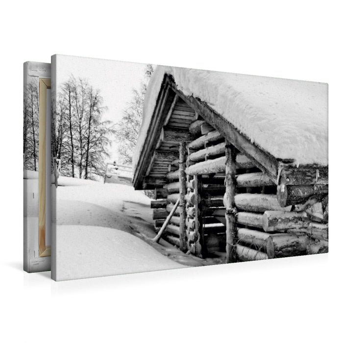 Premium Textil-Leinwand Premium Textil-Leinwand 90 cm x 60 cm quer Winter in Finnland