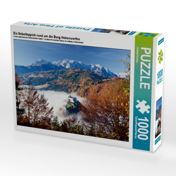 Ein Nebelteppich rund um die Burg Hohenwerfen - CALVENDO Foto-Puzzle - calvendoverlag 29.99